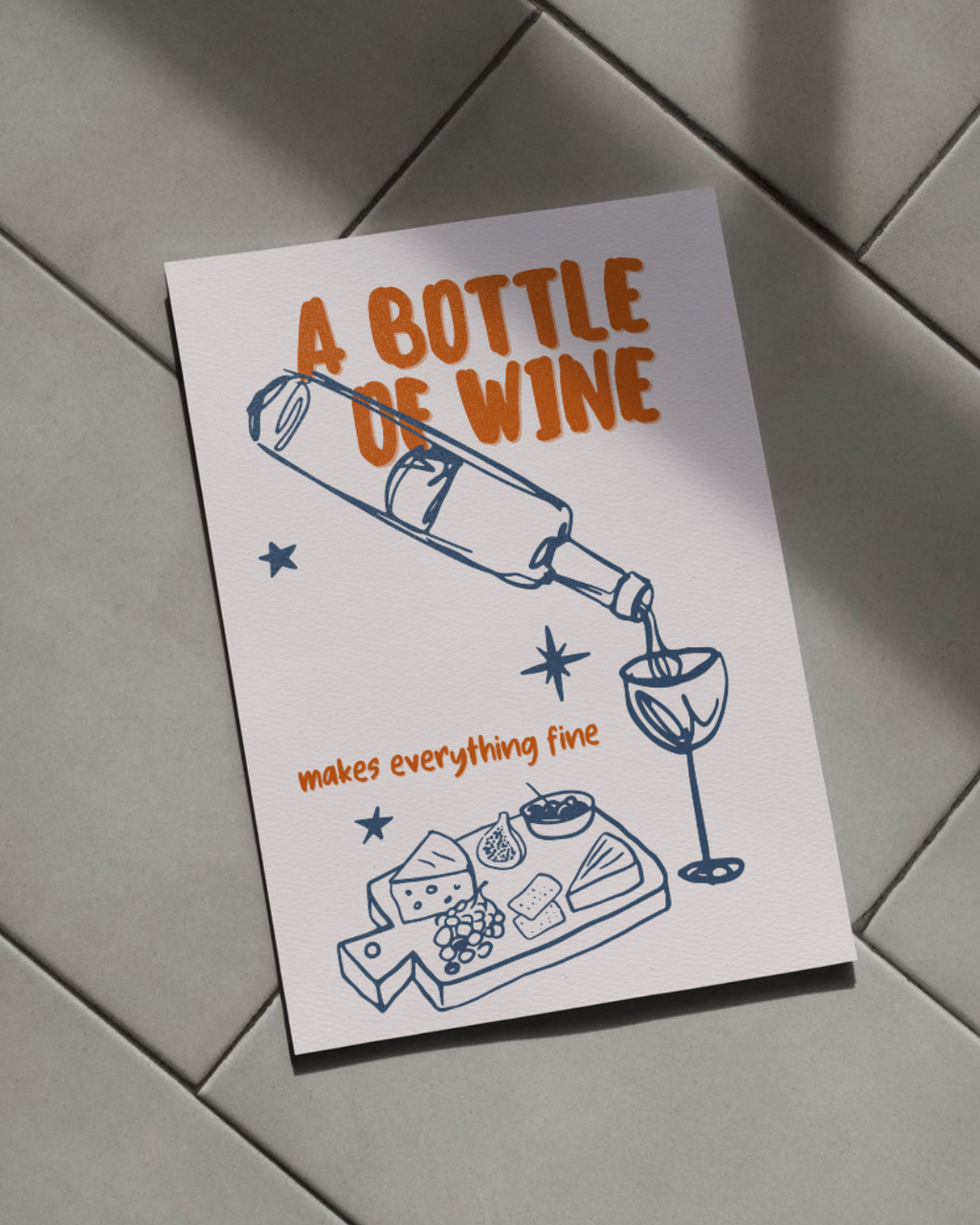 Bottle of Wine Print (A3)