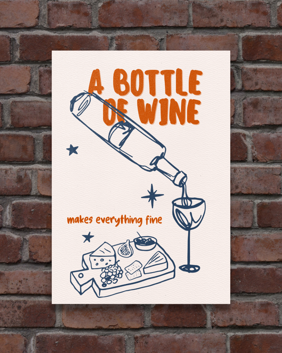 Bottle of Wine Print (A3)