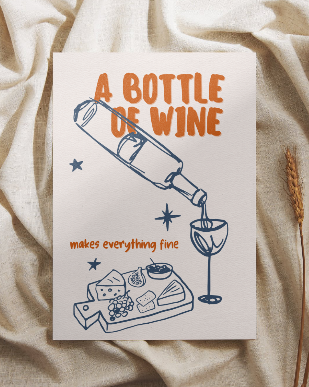 Bottle of Wine Print (A3)
